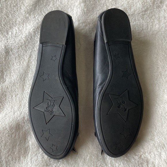 Circus by Sam Edelman black leather bow stud ballet flats - Picture 2 of 3